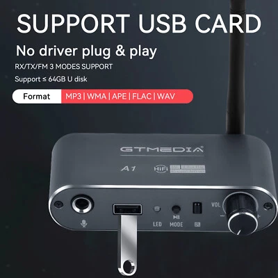 GTMEDIA Bluetooth 5.2 Digital-Analog-Wandler USB/AUX/COAXIAL Audio Adapter Headphone MIC
