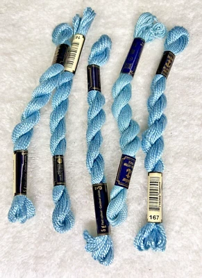 5 MINT Anchor Perle Pearl Cotton #167 BRT Blue Embroidery Floss Vintage Skein - Image 1 of 3