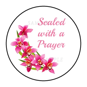 30 Sealed with a blessing stickers labels tags envelope seals pink flowers - Picture 1 of 2