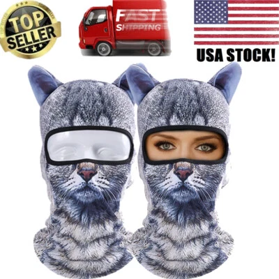 3D Animal Printed Cat Balaclava Cycling Full Face Mask Sun UV Protection Cap - Image 1 of 4