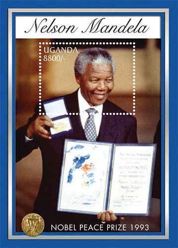 Uganda 2013 - Nelson Mandela Nobel Prize Winner - Souvenir Stamp Sheet - MNH - Image 1 of 1