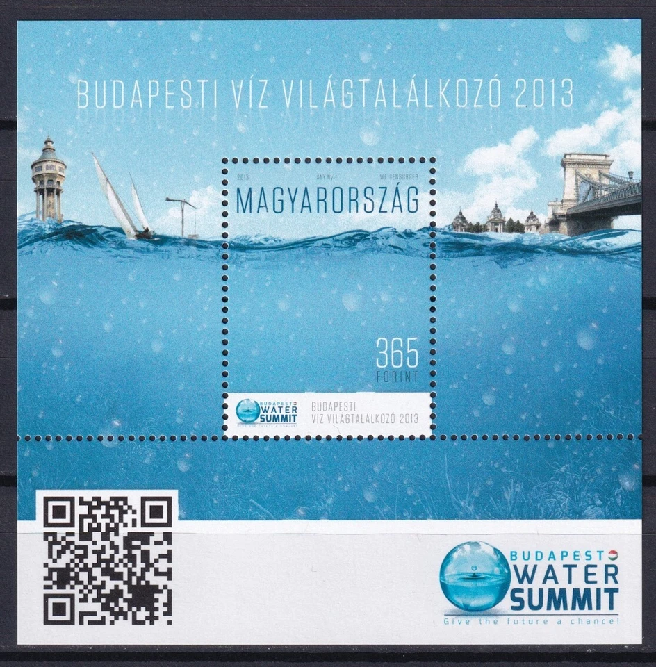 Bloco de água sem marca de charneira Hungria 2013 - Imagem 1 de 1