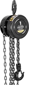ATR9010B Manual Hand Lift Steel Chain Block Hoist with 2 Heavy Duty Hooks, 1 Ton - Picture 1 of 7