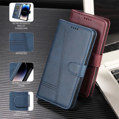 Luxury Leather Flip Wallet Case Phone Cover for Samsung S24 S23 S22 S21 S20 S10 - Image 1 of 4