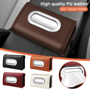 1PC Car Tissue Holder Sun Visor Napkin Holder PU Leather Back Seat Tissue Holder - Picture 1 of 29