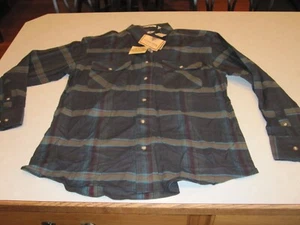 VTG Northwest Territory Shirt Navy Blue Green Flannel Plaid Long Sleeve Large - Picture 1 of 6