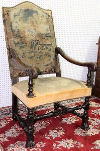 Antique French Napoleon First Open Fauteuil Arm Chair Claw Feet Circa 1810 - Picture 1 of 12