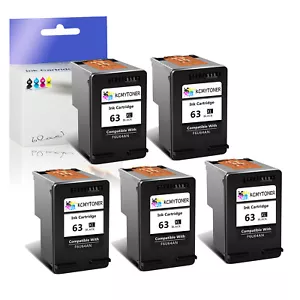 5PK 63XL Ink Cartridge Black FOR HP OfficeJet 4655 4656 4658 5212 5220 5255 5258 - Picture 1 of 10