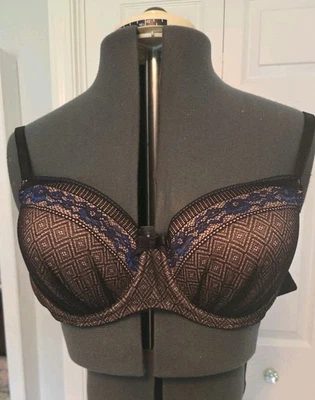 Sujetador para mujer b.tempt'd negro y azul bajo alambre 953251 talla 32 DDD $40 precio de venta sugerido por el fabricante Foto 1 de 4