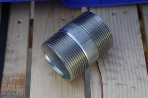 STAINLESS STEEL 316 SS 2-1/2" X 3-1/2" SCH 40 BARREL PIPE NIPPLE THREADED - Picture 1 of 4