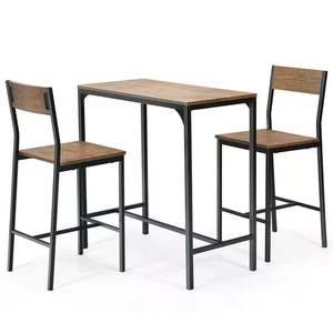 3-Piece Rustic Brown Water-Proof MDF Table Top Bar Table Kitchen Dining Set (1-P - Picture 1 of 9