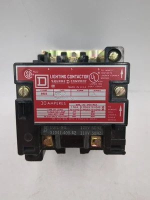 Square D 8903SM02 Lighting Contactor 30A 3P 600V Coil 110/120V Electrically Held - Image 1 of 4