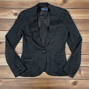 Polo Ralph Lauren Leder Pullover Blazer mit Knöpfen Damen 2 schwarz Baumwollmischung - Bild 1 von 8