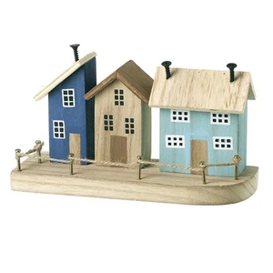 Wooden Nautical House Scene Ornament Rustic Bathroom Accessory Home Decoration - Picture 1 of 1