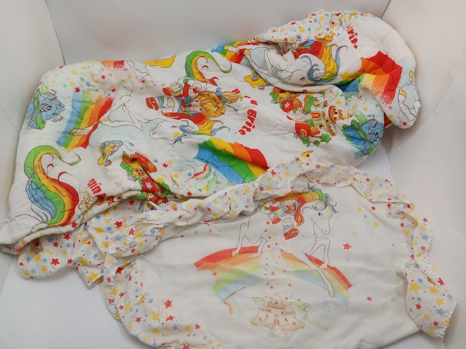 Редкий винтажный Hallmark 1983 RAINBOW BRITE Twin постельное белье чехол и наволочка - Изображение 1 из 4