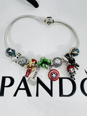Pandora 9» Marvel Avengers браслет 11 подвески Халк Железный человек Тор молоток + - Изображение 1 из 4