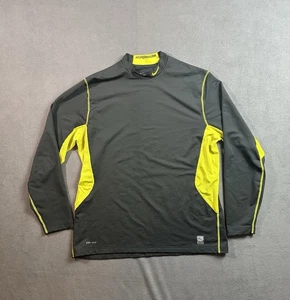 Nike Pro Combat Shirt Hyperwarm Fitted Mens XXL Gray and Yellow Dri Fit - Picture 1 of 4