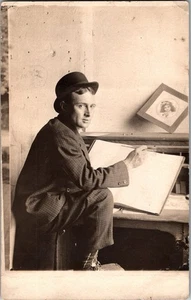 RPPC Künstler Malerei Pinsel antike Postkarte um 1910 KE14 - Bild 1 von 2