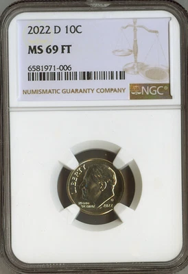 2022 D Roosevelt Dime NGC MS69 FT Quality - Image 1 of 2