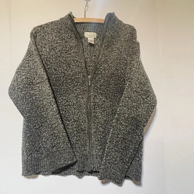 Suéter Studio Works para mujer talla grande gris mezcla de lana manga larga cremallera completa Foto 1 de 4