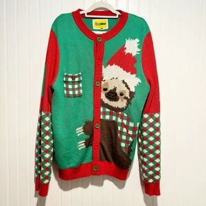 Tipsy Elves Weihnachten Faultier Strickjacke Pullover Größe L - Bild 1 von 6