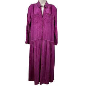 Abito camicia midi PILCRO Anthropologie Kimberly vestibilità ampia viola piccolo boho - Foto 1 di 16