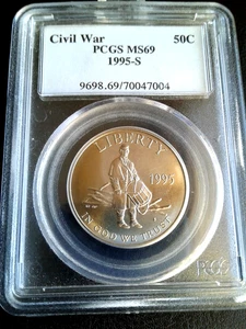 1995 S 50C Civil War Battlefield Commemorative Half Dollar PCGS MS69 - Picture 1 of 11
