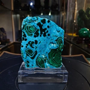 2.2LB Top Natural Raw Malachite Quartz Crystal Mineral Specimen Healing + Stand - Picture 1 of 9