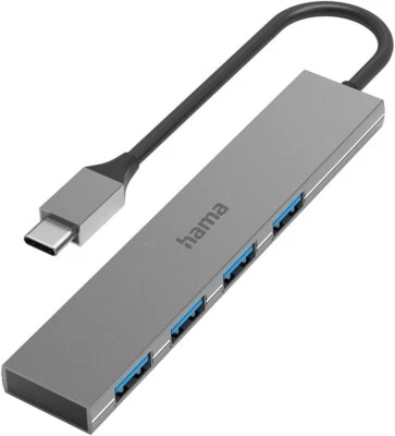 Hama USB-C 3.2 HUB auf USB-A 1:4 4-fach Ports Verteiler Splitter Prime Line ALU - Bild 1 von 2