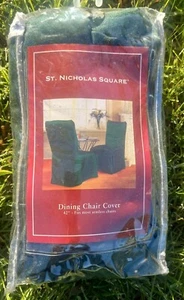4 NIP St. Nicholas Square Dining Chair Cover Silky Stretchy Christmas Green - Picture 1 of 5