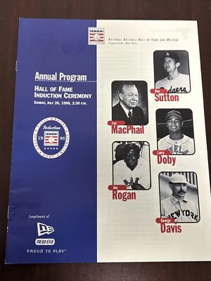 1998 HALL OF FAME ANNUAL PROGRAM 7/26/98 SUTTON DOBY MAC PHAIL ROGAN DAVIS - Image 1 of 2