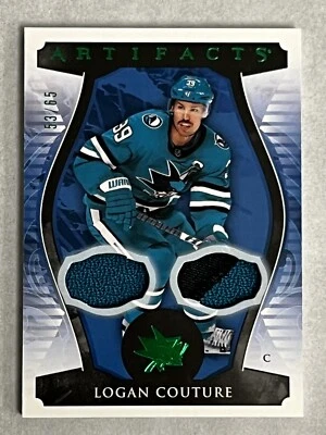 2023-24 Upper Deck Artifacts Logan Couture Emerald Dual Jersey Patch /65 Sharks - Image 1 of 4
