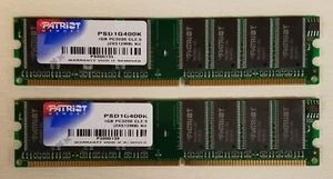 Patriot Memory PSD1G400K 1 GB PC3200 CL2.5 (2 x 512 mb) Kit (Tested) - Picture 1 of 2