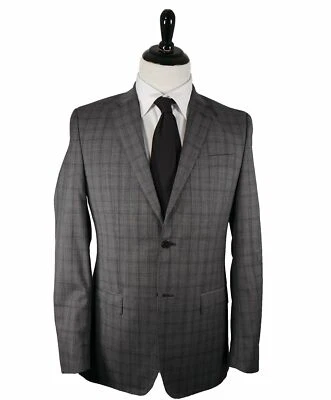 $1,395 VERSACE COLLECTION - Gray Bold Check Plaid Suit Logo Buttons - 38R - Image 1 of 4
