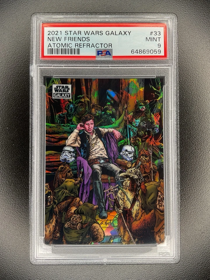 2021 Star Wars Galaxy Han Solo New Friends Atomic Refractor #’d /150 PSA 9 - Image 1 of 2
