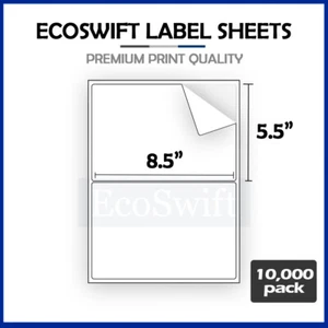 (20000) 8.5 x 5.5 EcoSwift Shipping Half-Sheet Self-Adhesive eBay PayPal Labels - Picture 1 of 6