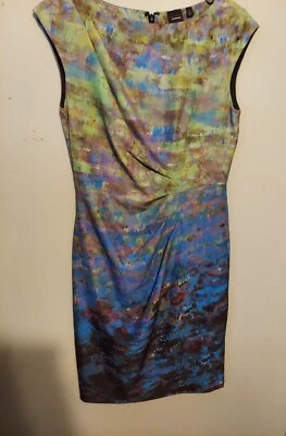 Vestido Etiqueta Negra Y2K Saks Fifth Talla 2 Azul Oficina Carrera Sin Mangas Dinero Antiguo Foto 1 de 4