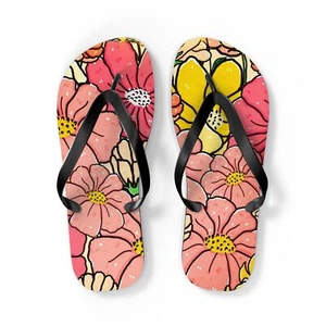 Waves And Sun Sandals Pink Pastel Summer Flip Flops Slides BRAND NEW - Picture 1 of 13