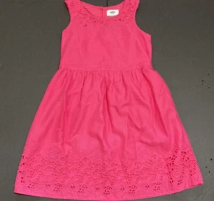 Girl's Tea Collection White Floral Dress w/Bright Pink Trim Size 5 EUC - Picture 1 of 4