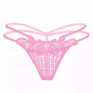 Rosa Spitze transparente Blume bestickt Slipper Tanga Unterwäsche Dessous Größe 8 - Bild 1 von 9
