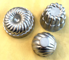 Set of 3 Aluminum Jello Molds Mini Tart Tins Fluted Swirl Cake Pans Retro