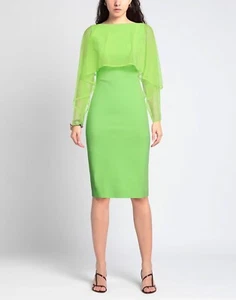Neu mit Etikett Chiara Boni Nomeda Illusion Cape Kleid 10 USA/46 IT weich grün UVP 695 $ - Bild 1 von 9