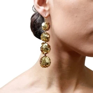 Orecchini a goccia tripla sfera paillettes oro collezione Mia - Foto 1 di 2