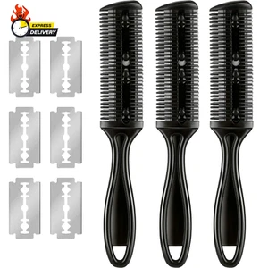 3 Pieces Razor Comb with 10 Pieces Thinning Scissors, Double Edge Hair Cutting T - Picture 1 of 12