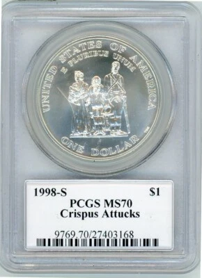 1998S CRISPUS ATTUCKS COMMEMORATIVE $1 PCGS MS70 Cert. 27403168 - Image 1 of 2