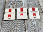 3 x Embassy Cigarette Matchbooks - Vintage - 2 x Empty & 1 x With Matches
