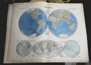 1898.Orig.Gogr.MAPPAMONDO IN DUE EMISFERI,Tre Tavole..V.SAINT MARTEN.World.Atlas - Imagen 1 de 3