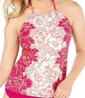 Lauren Ralph Lauren Women's Hawaii High-Neck Swimsuit Tankini Top, Pink, 8, 12 - Image 1 of 4
