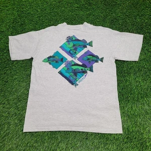 Vintage 1994 Speedo Fish Shirt M/L 21x26 Gray Rockfish Aquatic - Picture 1 of 14