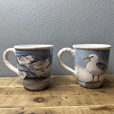 2 Certified International Coffee Mugs Shorebirds Susan Winget Beachy Coastal Cup - Image 1 of 4